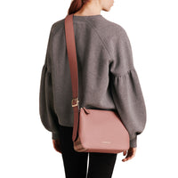 Sac à bandoulière en cuir et coton House Check - Dusty Pink