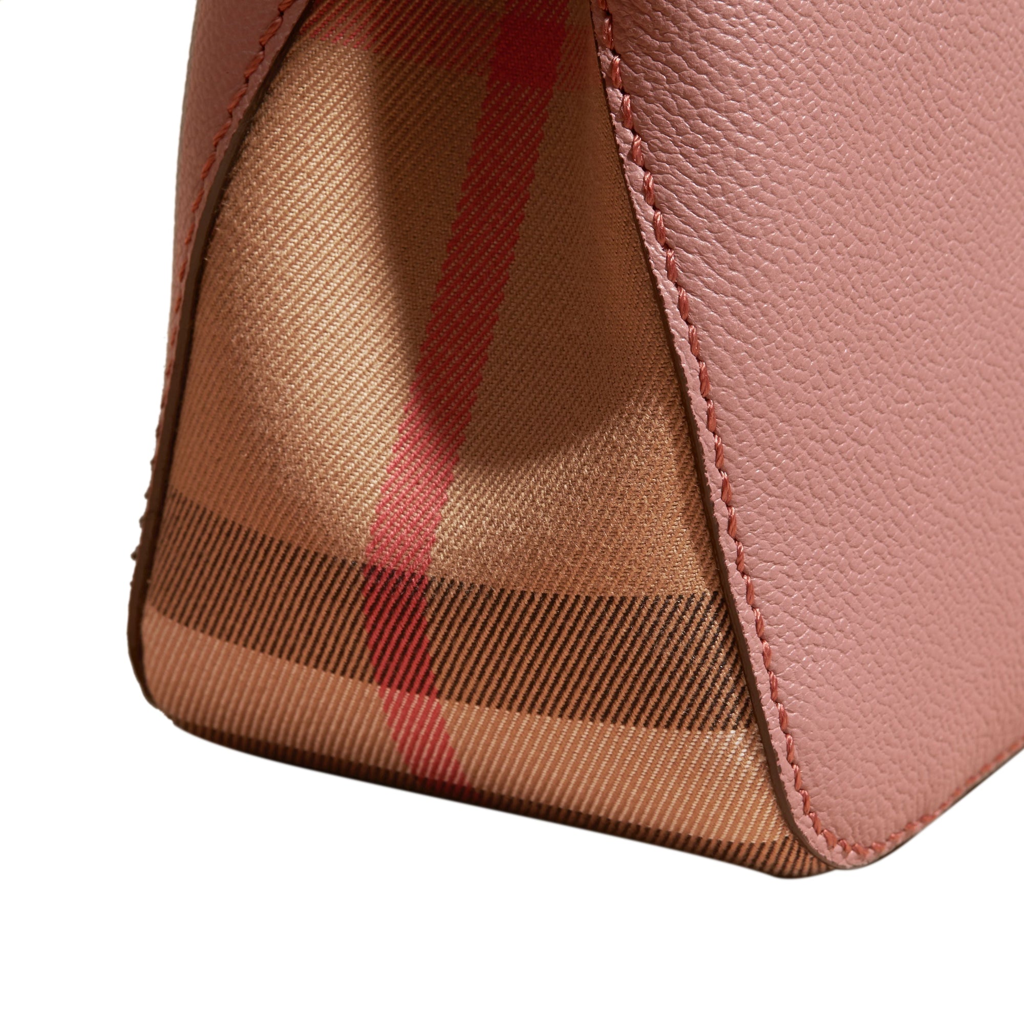 Sac à bandoulière en cuir et coton House Check - Dusty Pink