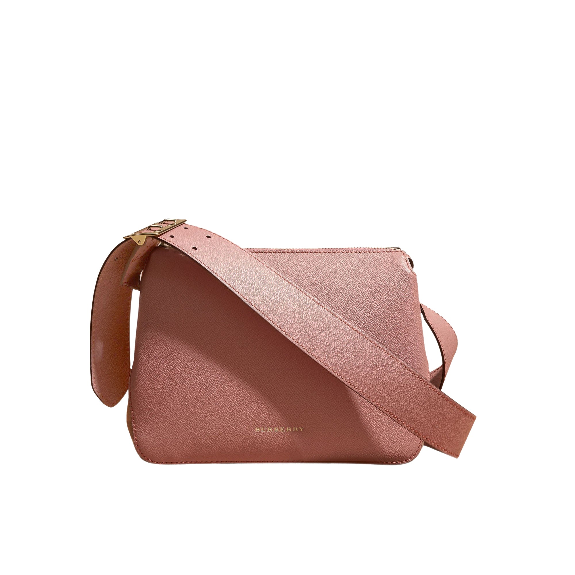 Sac à bandoulière en cuir et coton House Check - Dusty Pink