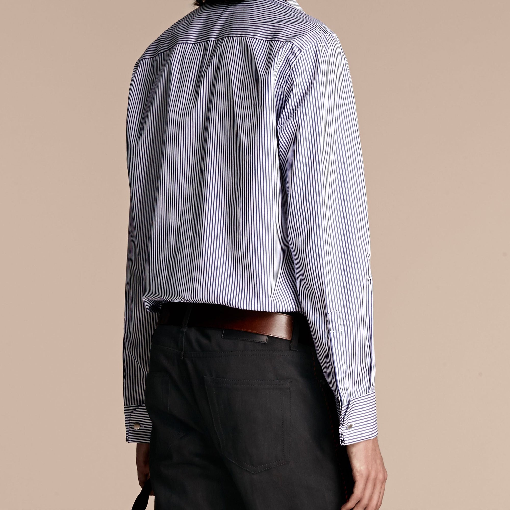 Chemise à rayures à détails ruchés - Mid Indigo