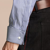 Chemise à rayures à détails ruchés - Mid Indigo