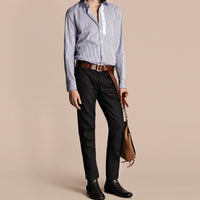 Chemise à rayures à détails ruchés - Mid Indigo