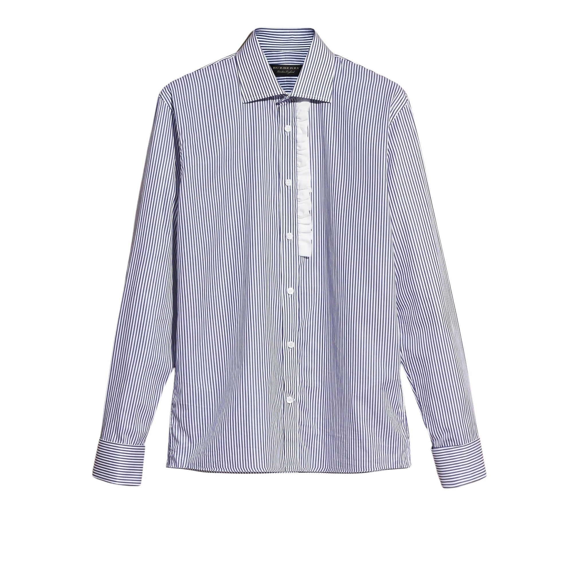 Chemise à rayures à détails ruchés - Mid Indigo