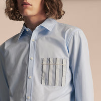 Chemise à poche à rayures façon pyjama - Pale Sky Blue