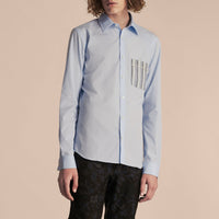 Chemise à poche à rayures façon pyjama - Pale Sky Blue