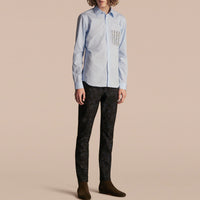 Chemise à poche à rayures façon pyjama - Pale Sky Blue