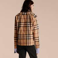 Chemise de style pyjama à motif check - Camel