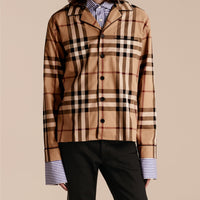 Chemise de style pyjama à motif check - Camel