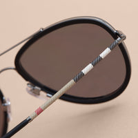Lunettes de soleil aviateur à motif check - Black