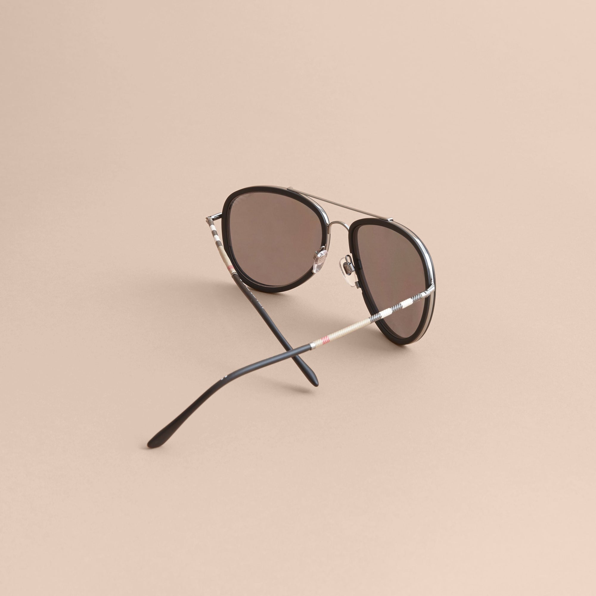 Lunettes de soleil aviateur à motif check - Black