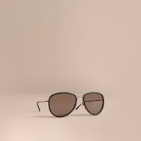 Lunettes de soleil aviateur à motif check - Black