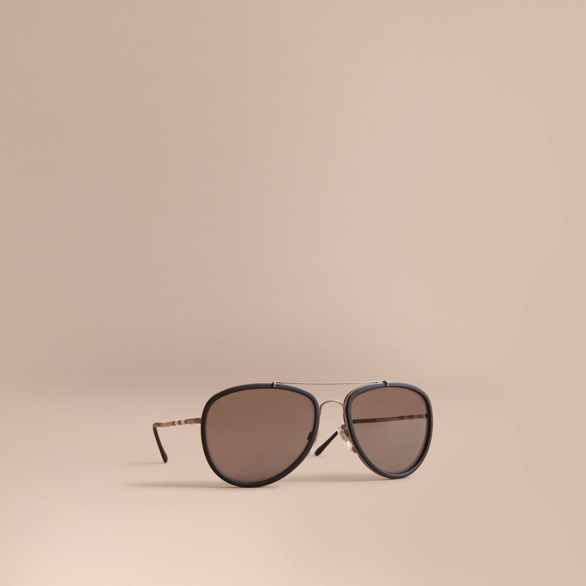 Lunettes de soleil aviateur à motif check - Black