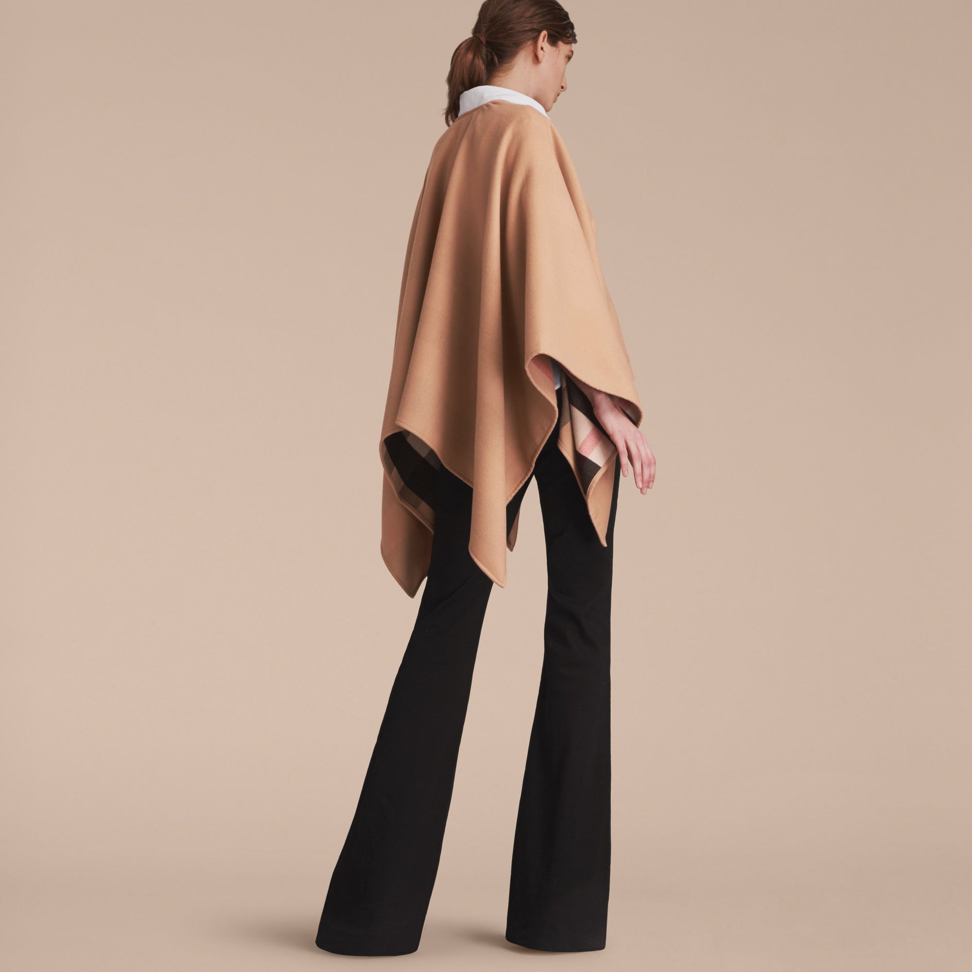 Poncho en laine mérinos - Camel
