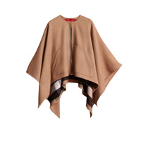 Poncho en laine mérinos - Camel