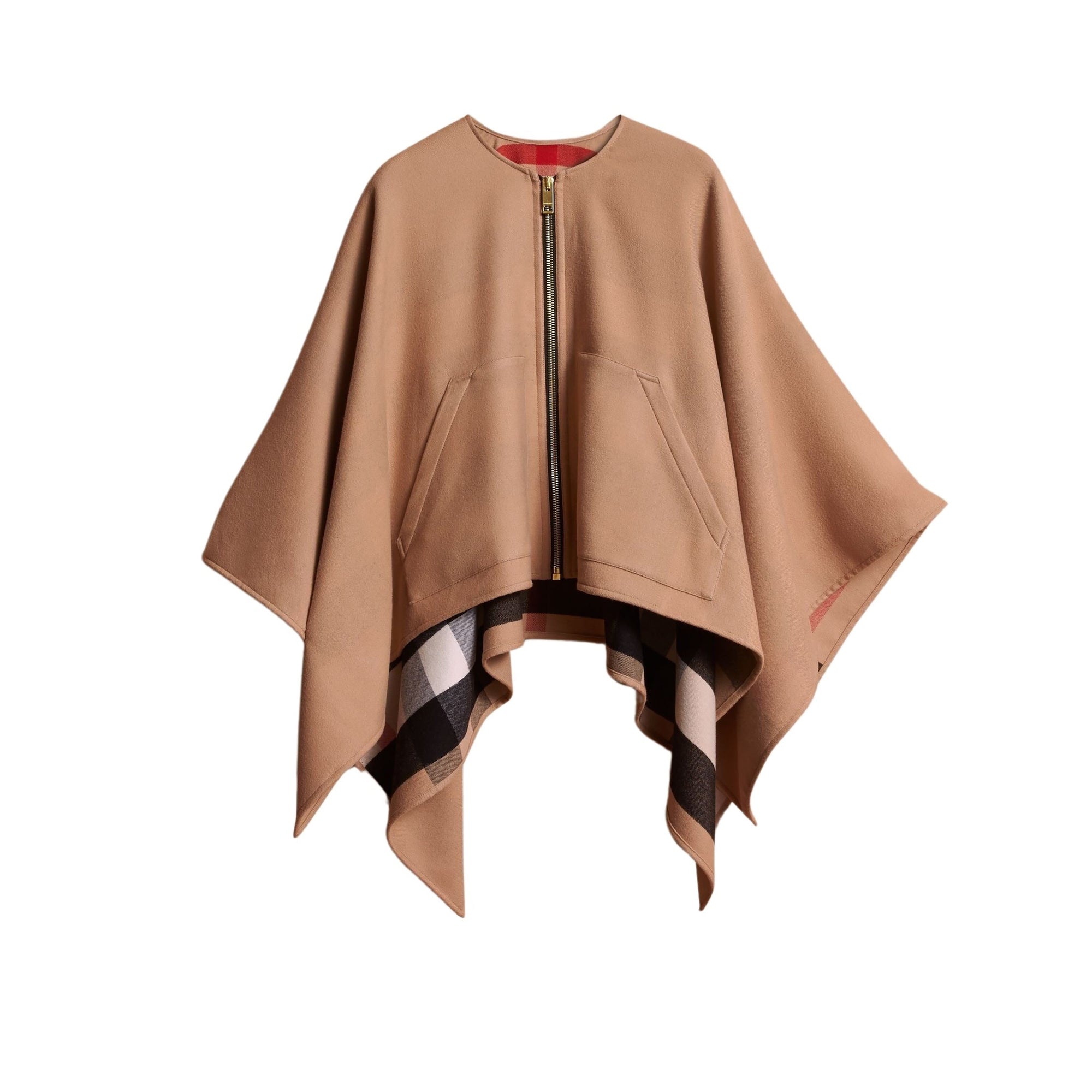 Poncho en laine mérinos - Camel