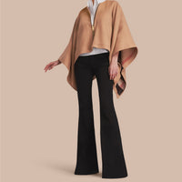Poncho en laine mérinos - Camel