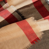 Écharpe légère en cachemire à motif check - Camel