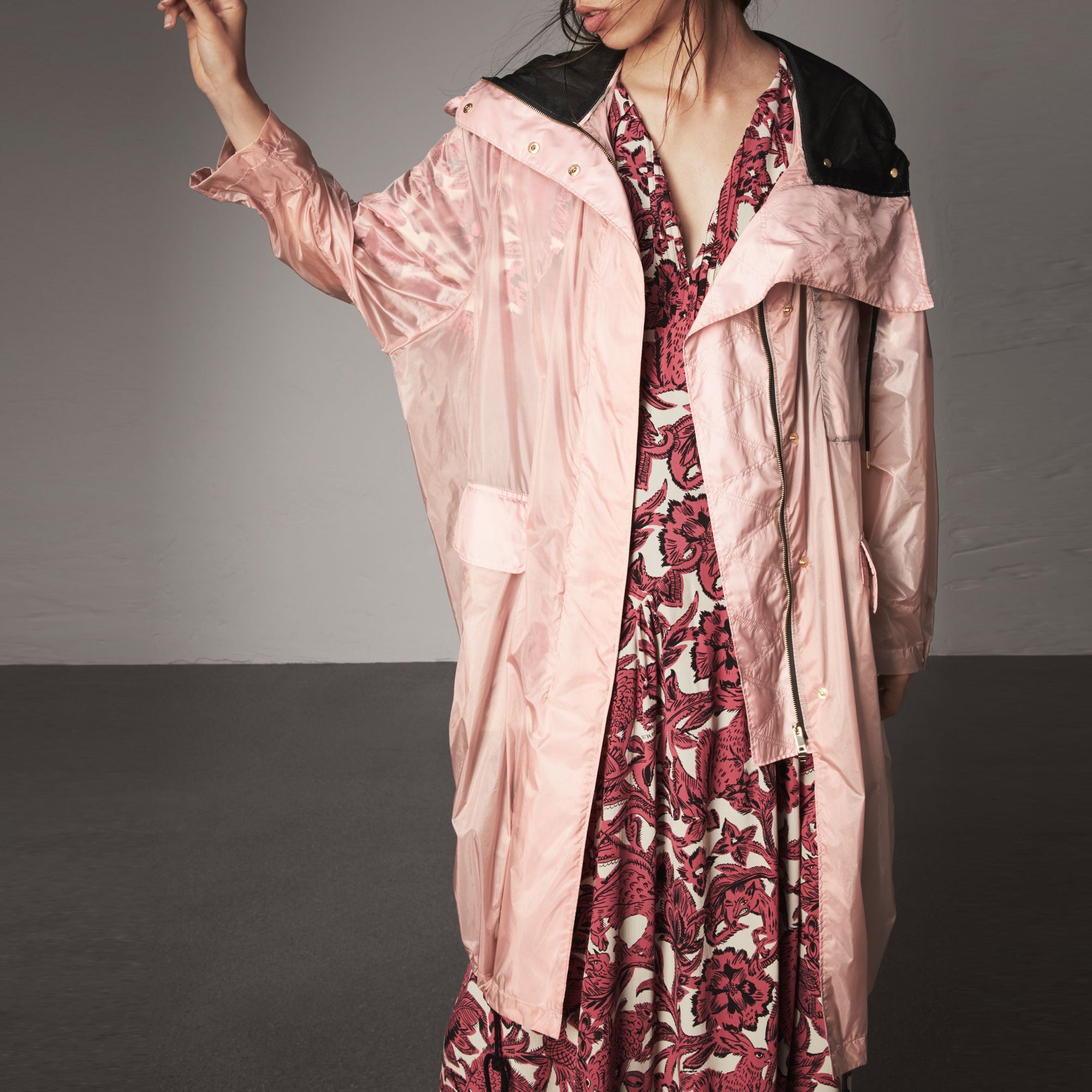 Parka oversize légère avec capuche - Ash Rose