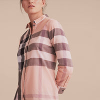 Chemise en coton à motif check - Antique Pink