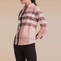 Chemise en coton à motif check - Antique Pink
