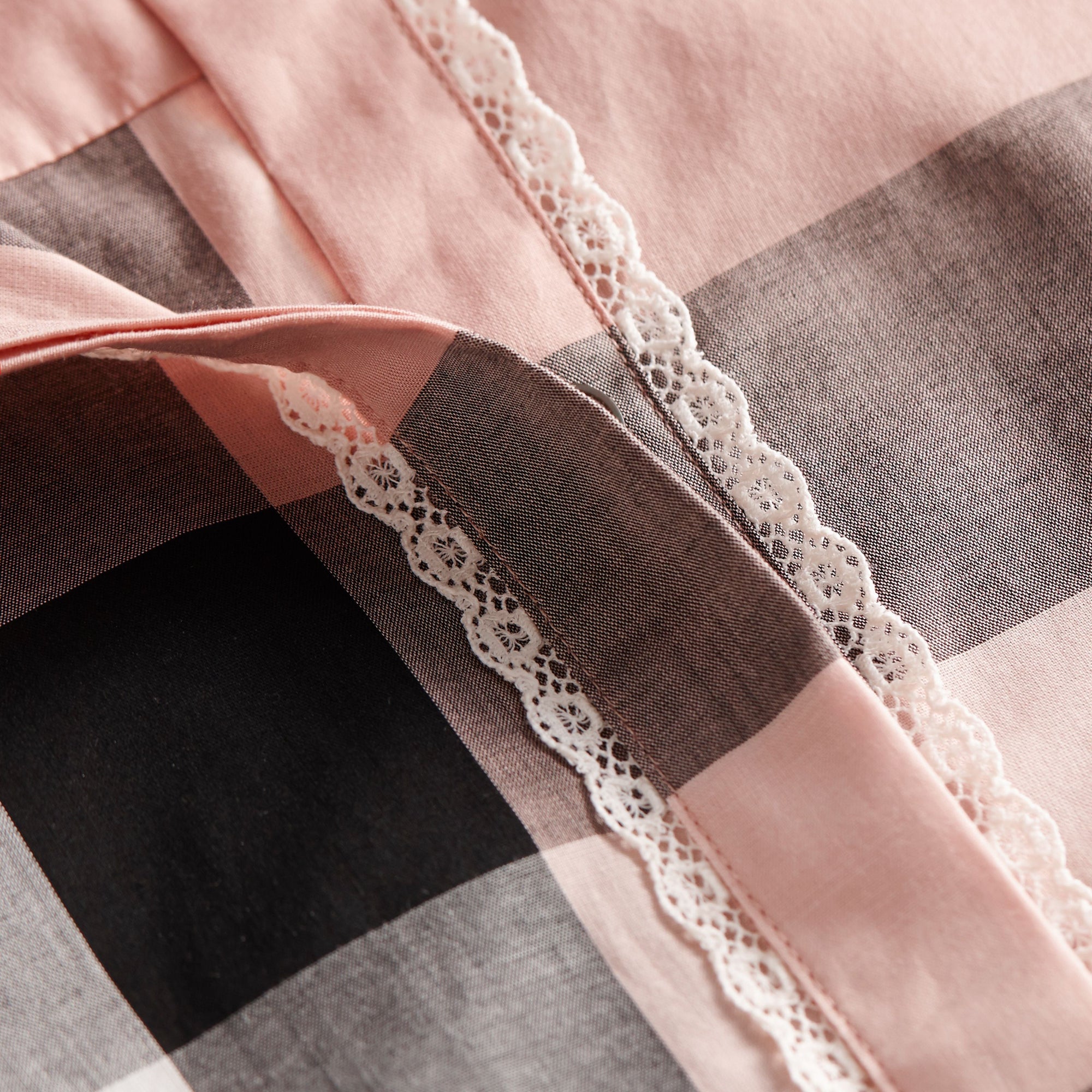 Chemise en coton à motif check - Antique Pink