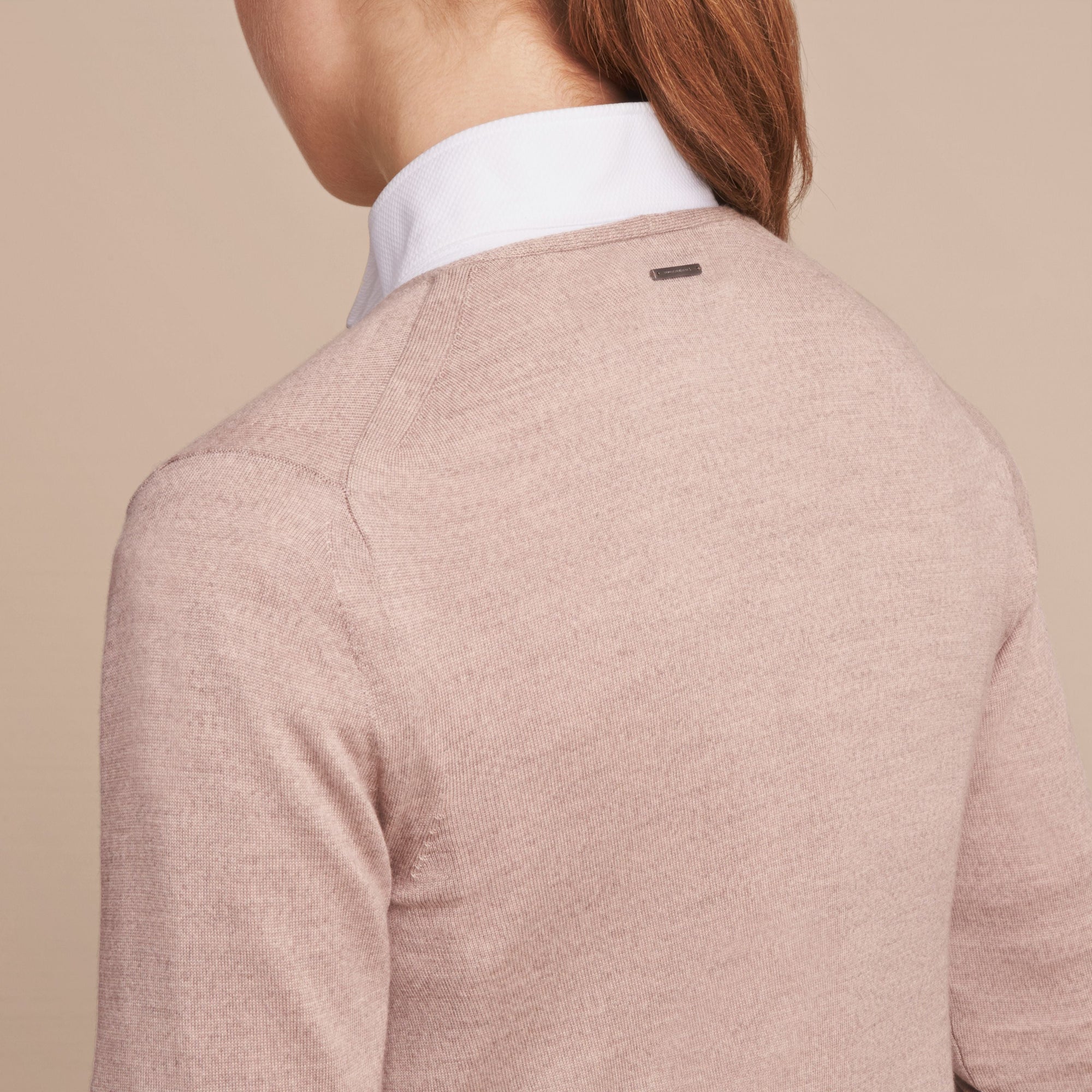Cardigan ouvert en laine mérinos et soie - Pale Taupe