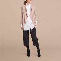 Cardigan ouvert en laine mérinos et soie - Pale Taupe