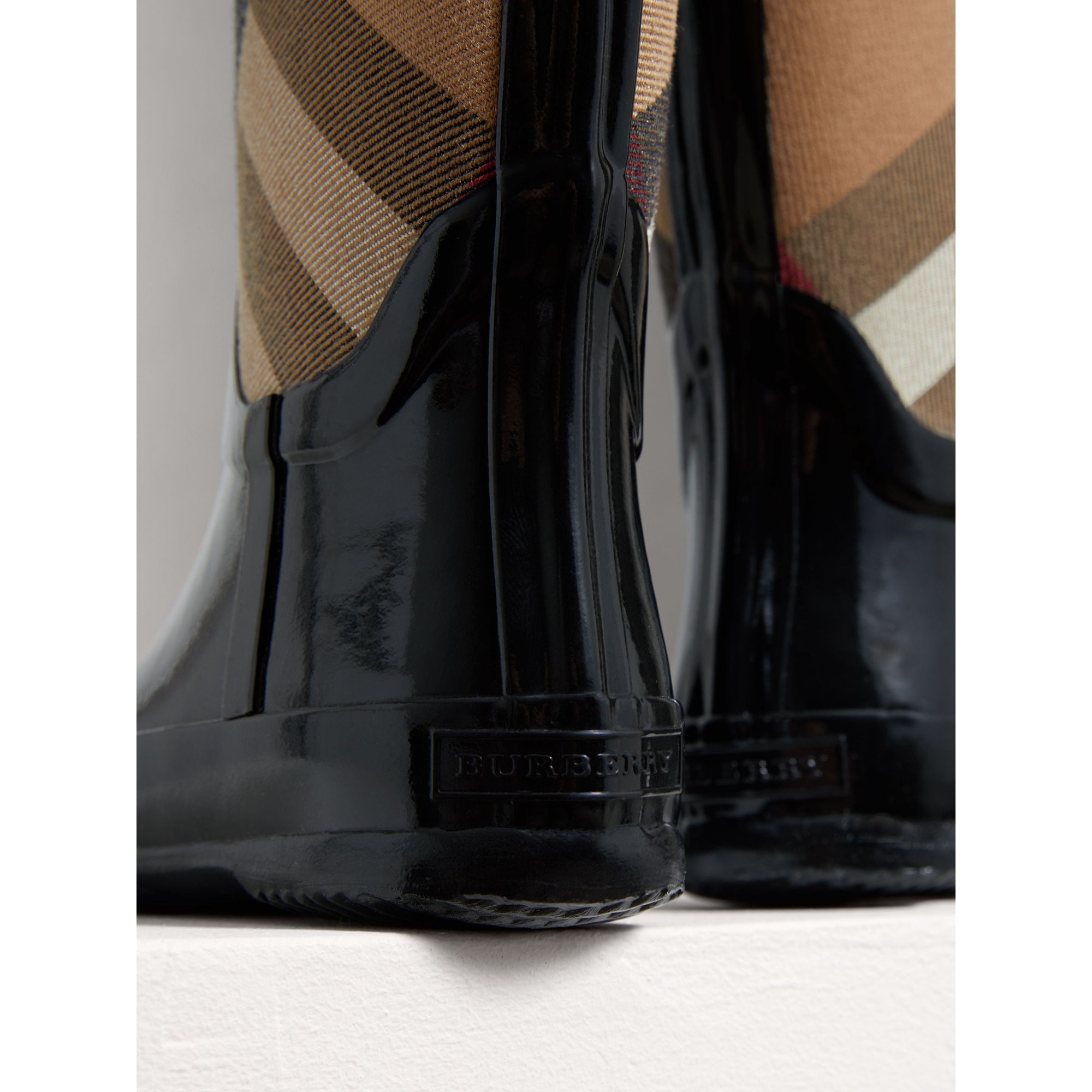 Bottes de pluie à empiècement à motif House Check - Black
