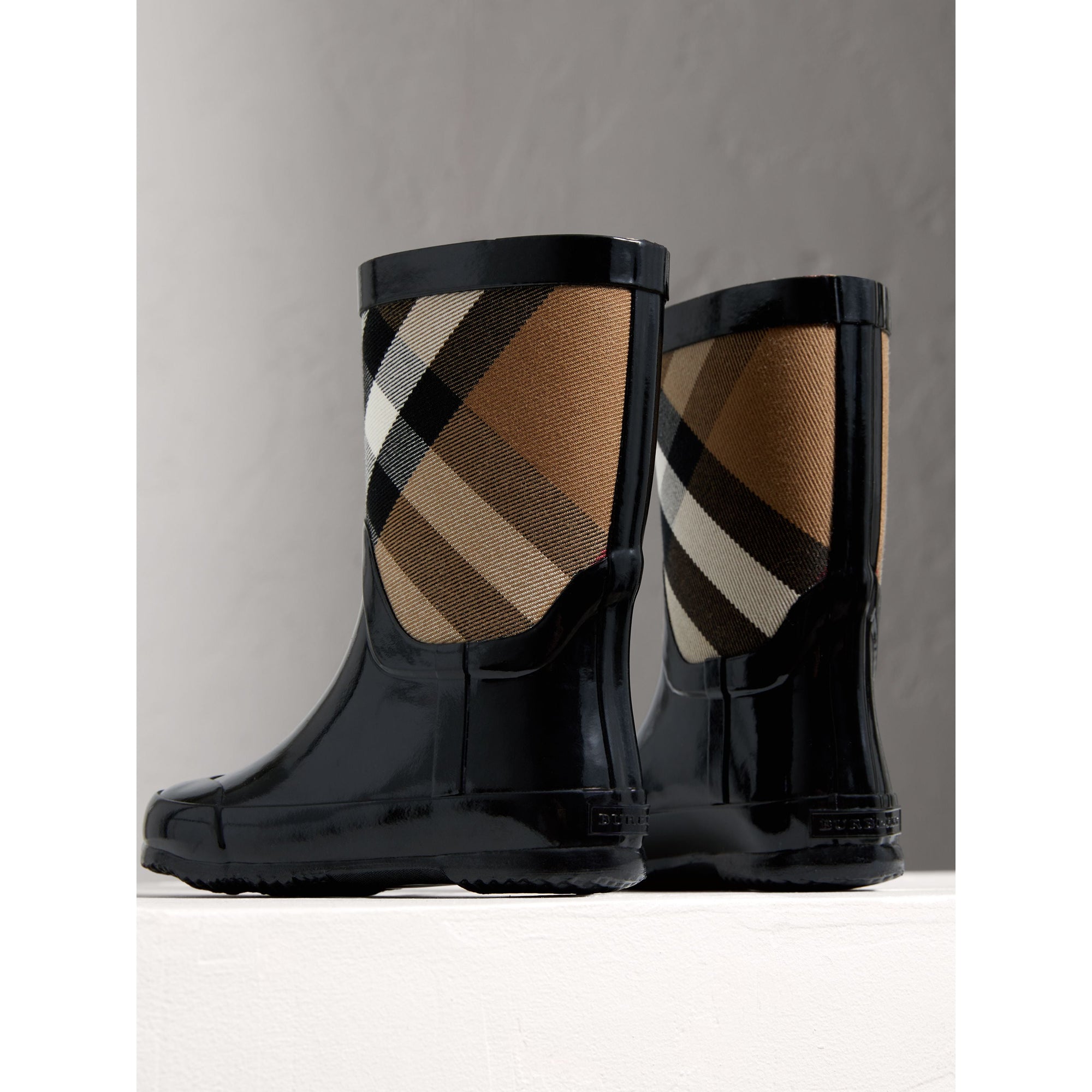 Bottes de pluie à empiècement à motif House Check - Black