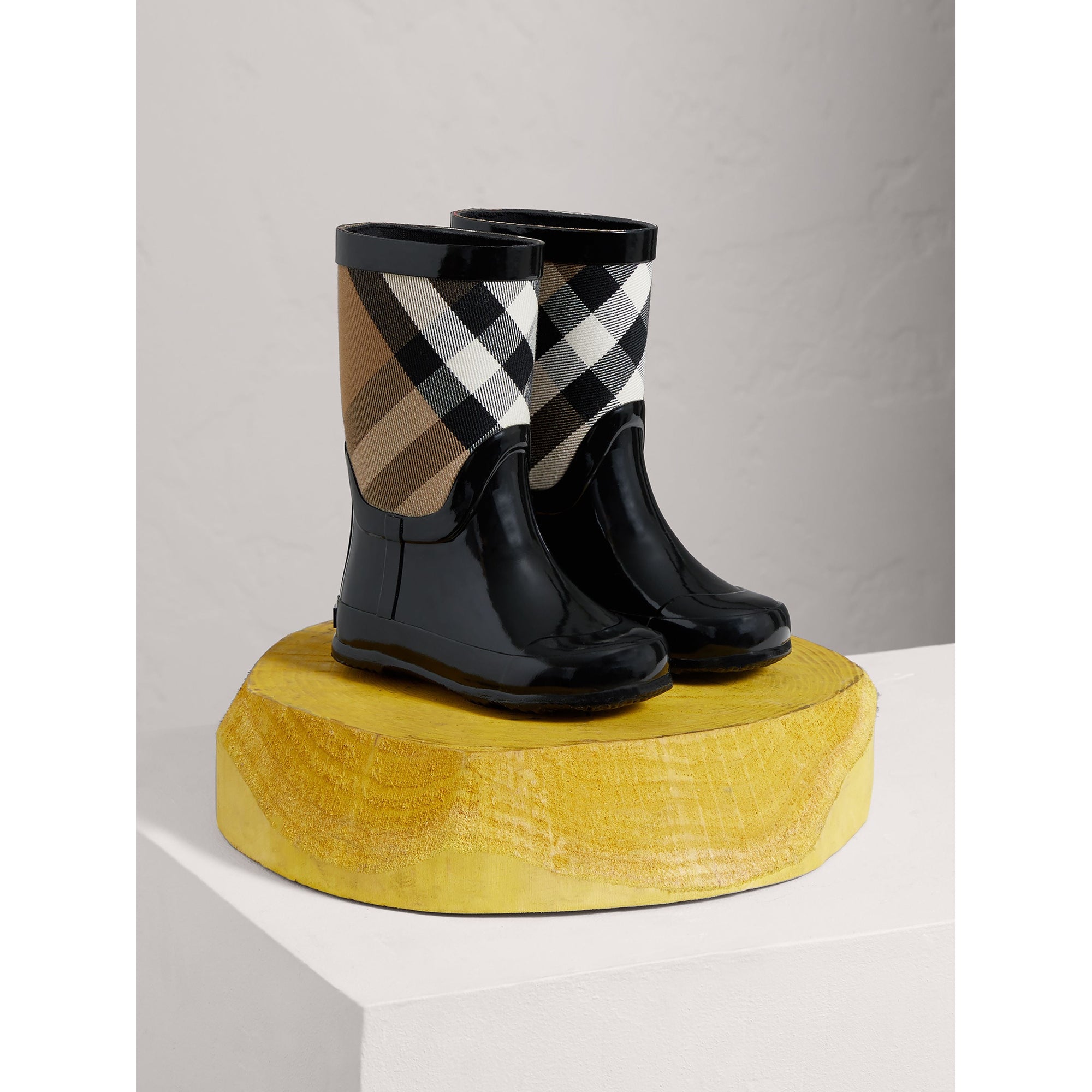 Bottes de pluie à empiècement à motif House Check - Black