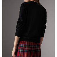 Pull en laine mérinos à ornements - Black