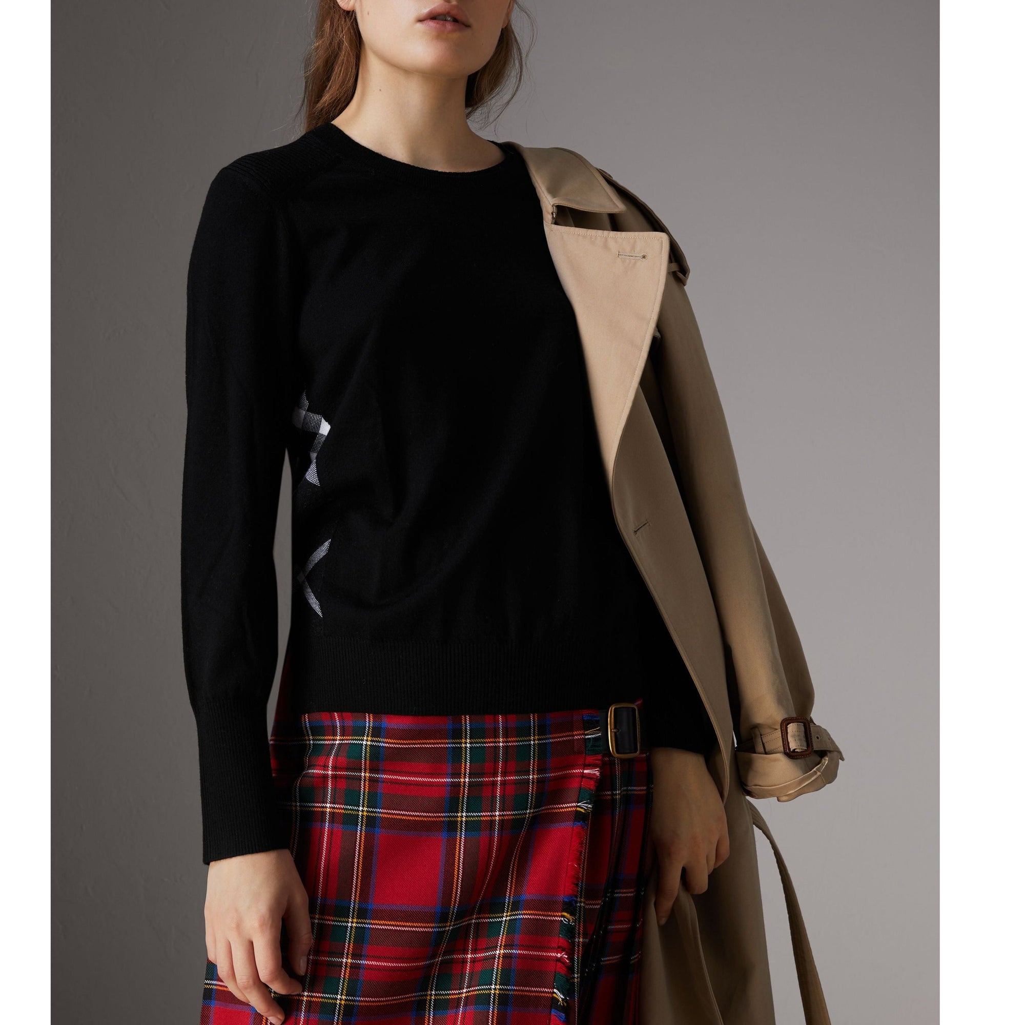 Pull en laine mérinos à ornements - Black