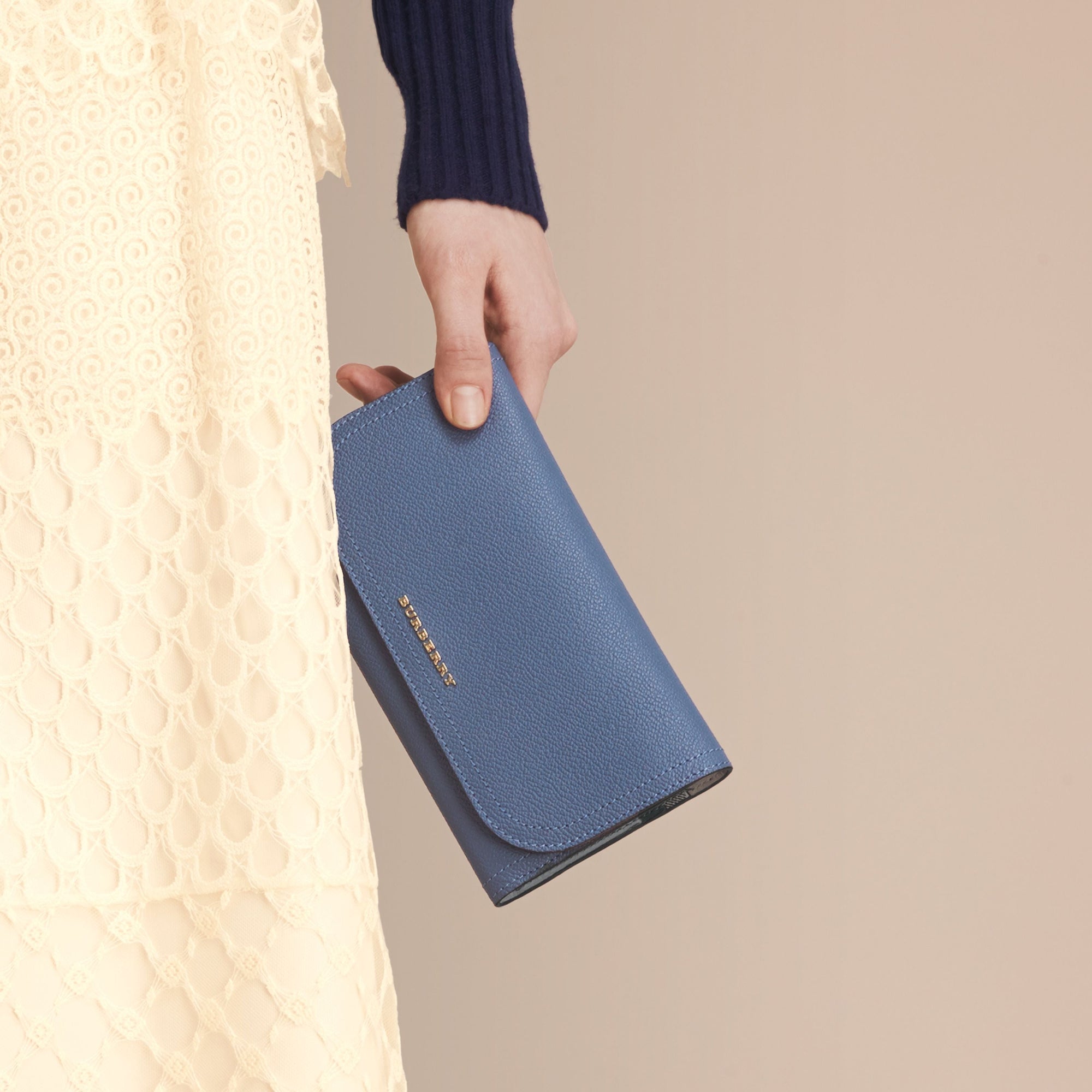 Portefeuille bicolore continental en cuir - Steel Blue & Multi
