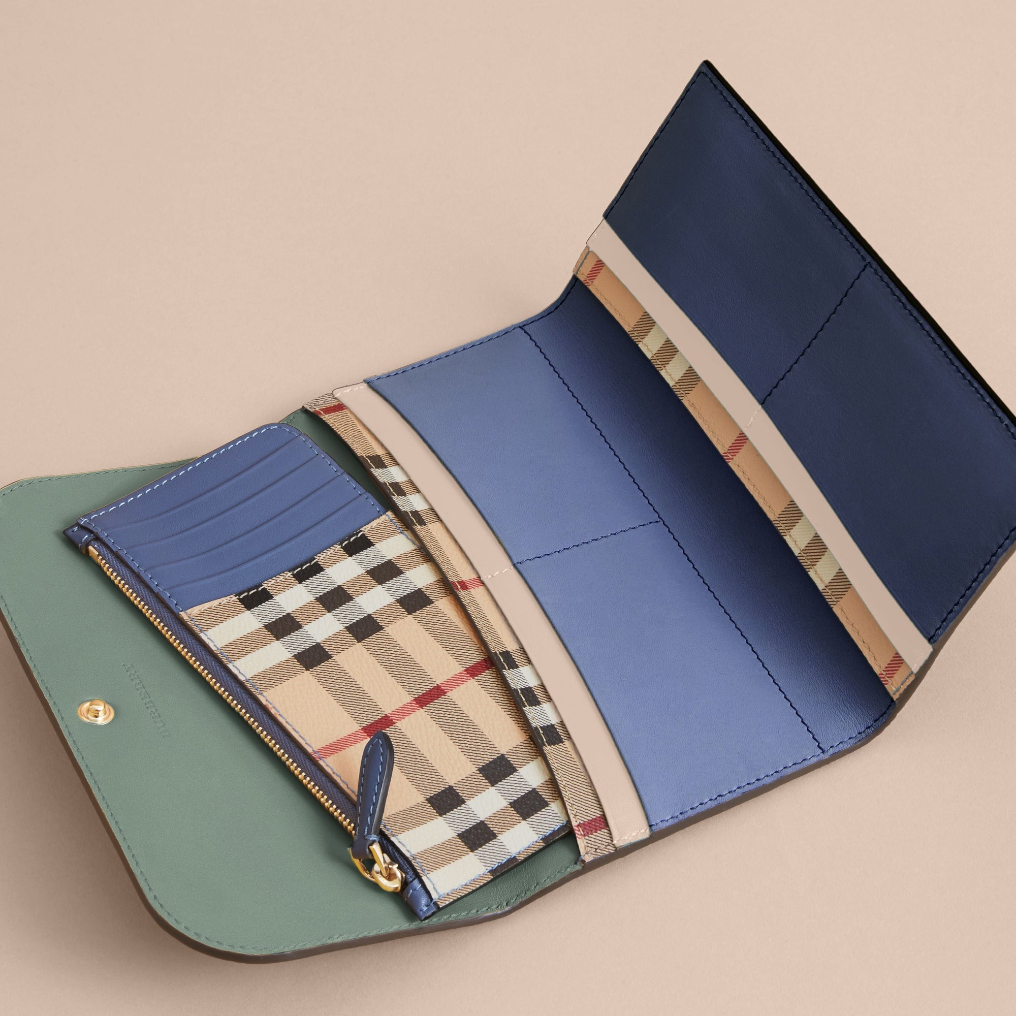 Portefeuille bicolore continental en cuir - Steel Blue & Multi