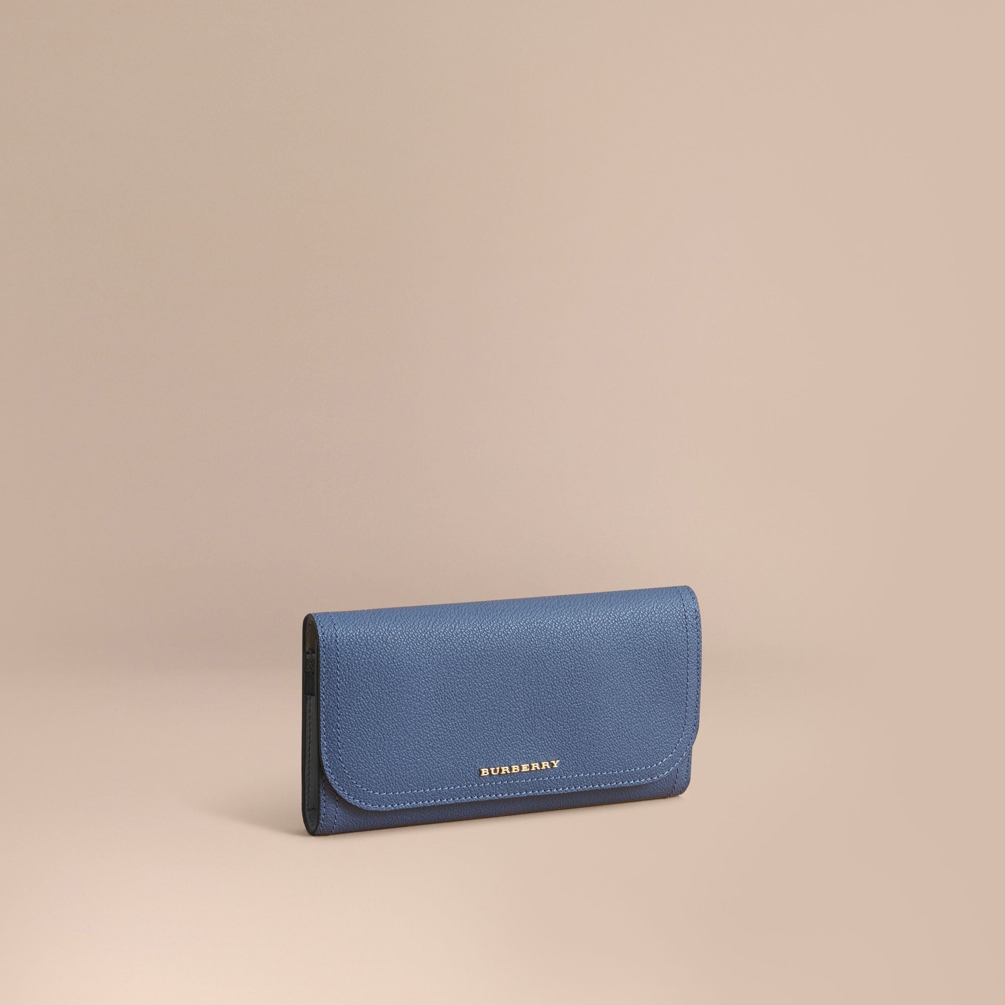 Portefeuille bicolore continental en cuir - Steel Blue & Multi