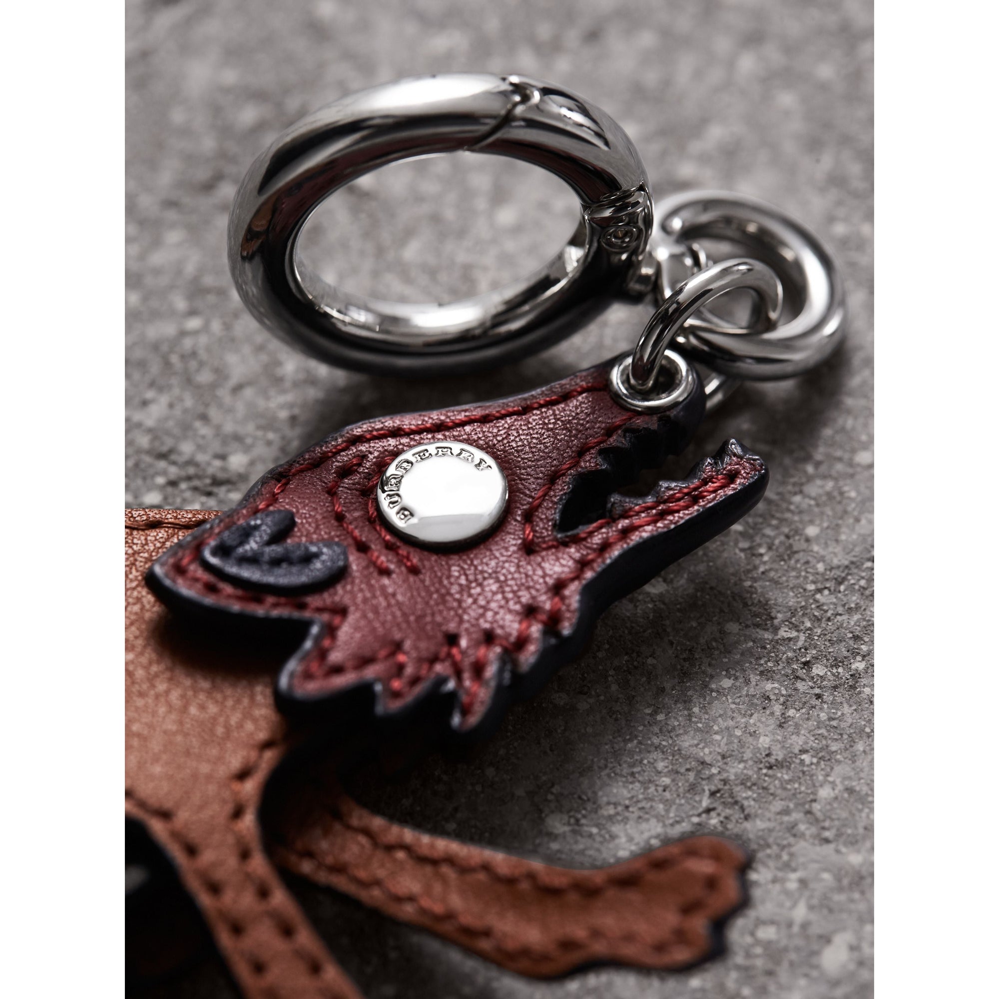 Porte-clés en cuir à motif Bestiaire - Antique Red