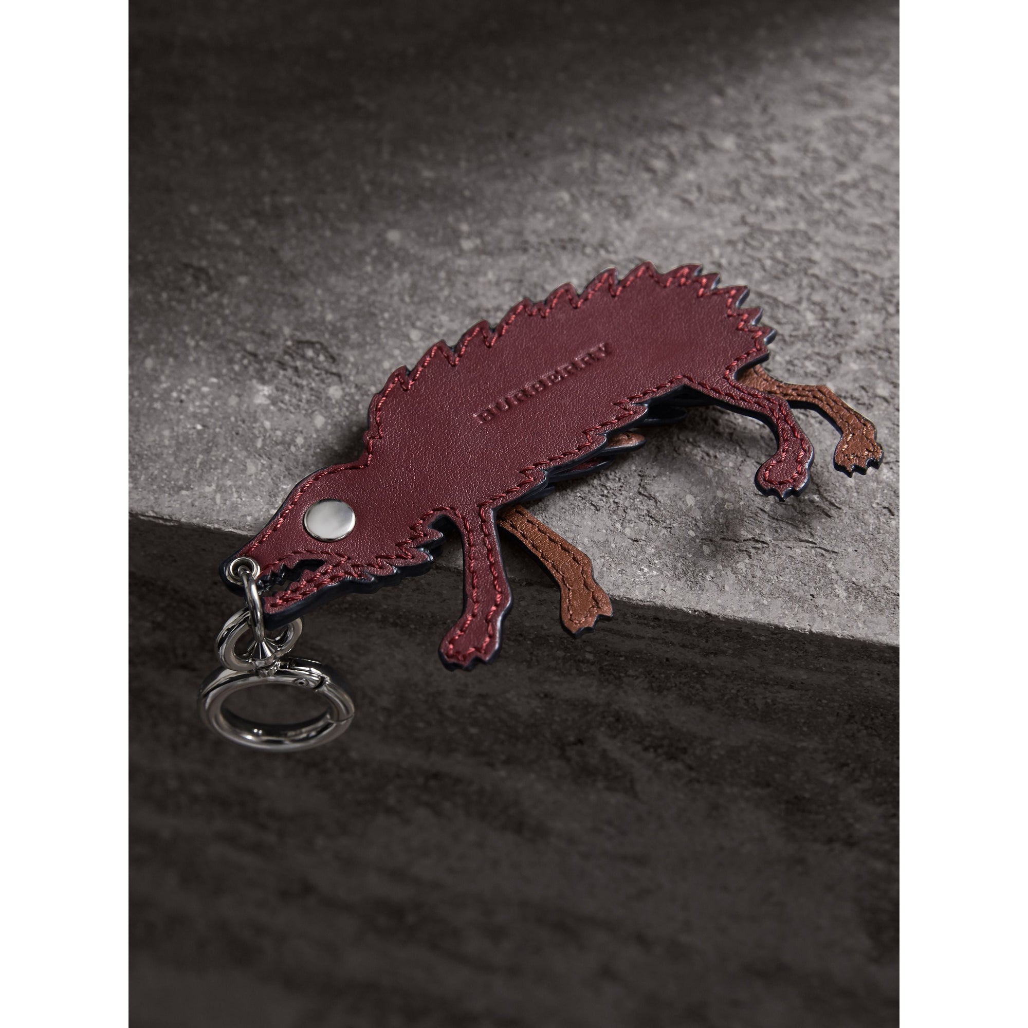 Porte-clés en cuir à motif Bestiaire - Antique Red