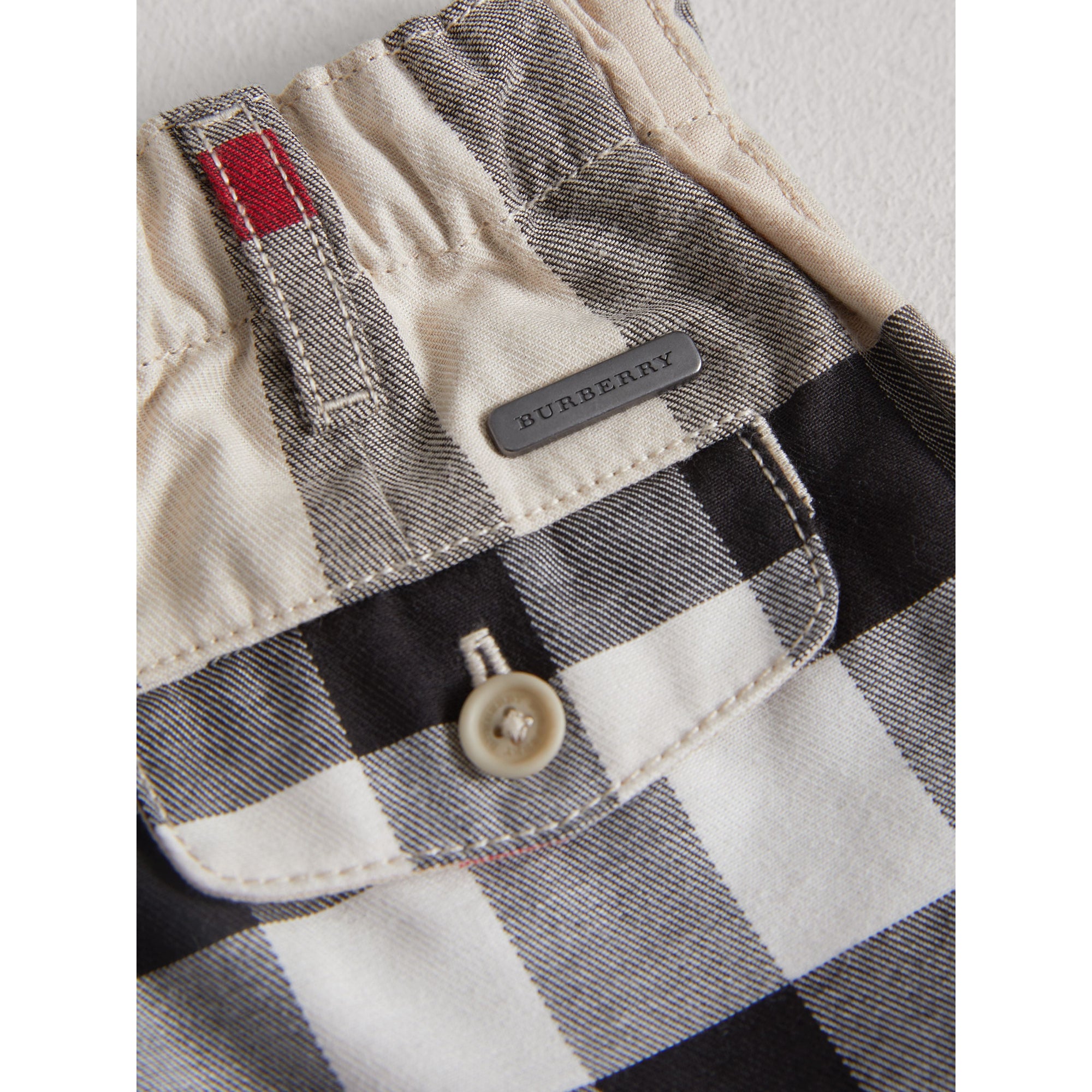 Short chino en coton à motif check - Stone