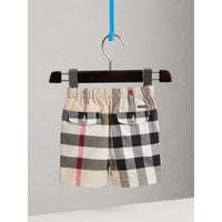 Short chino en coton à motif check - Stone