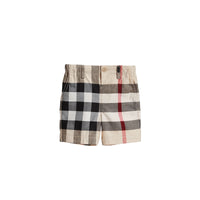 Short chino en coton à motif check - Stone