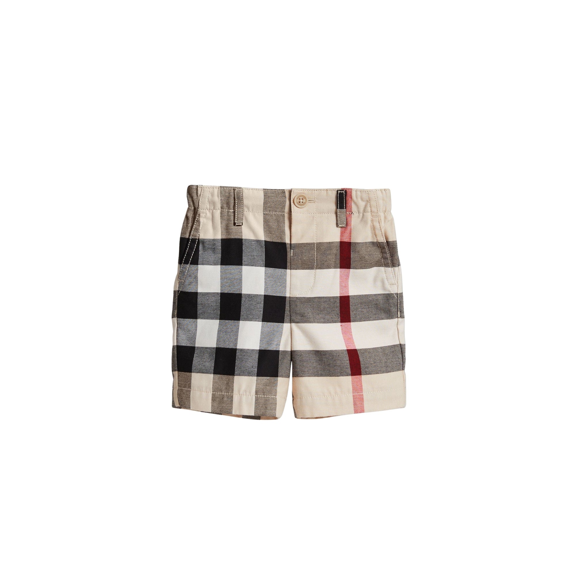 Short chino en coton à motif check - Stone