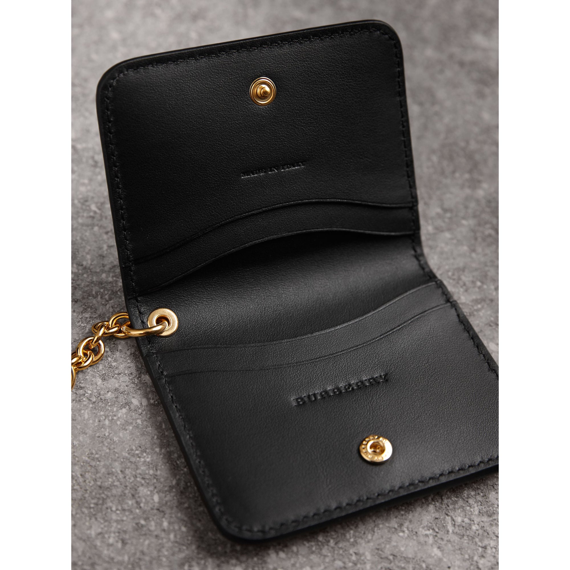 Étui porte-clés pour pièce d'identité en cuir - Black