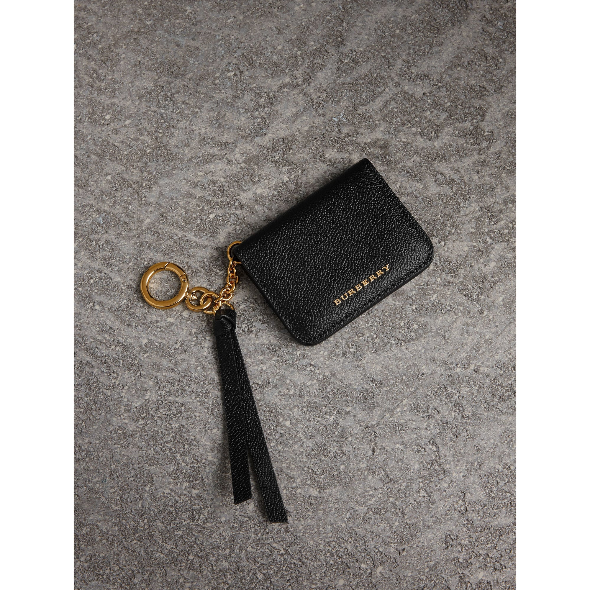 Étui porte-clés pour pièce d'identité en cuir - Black