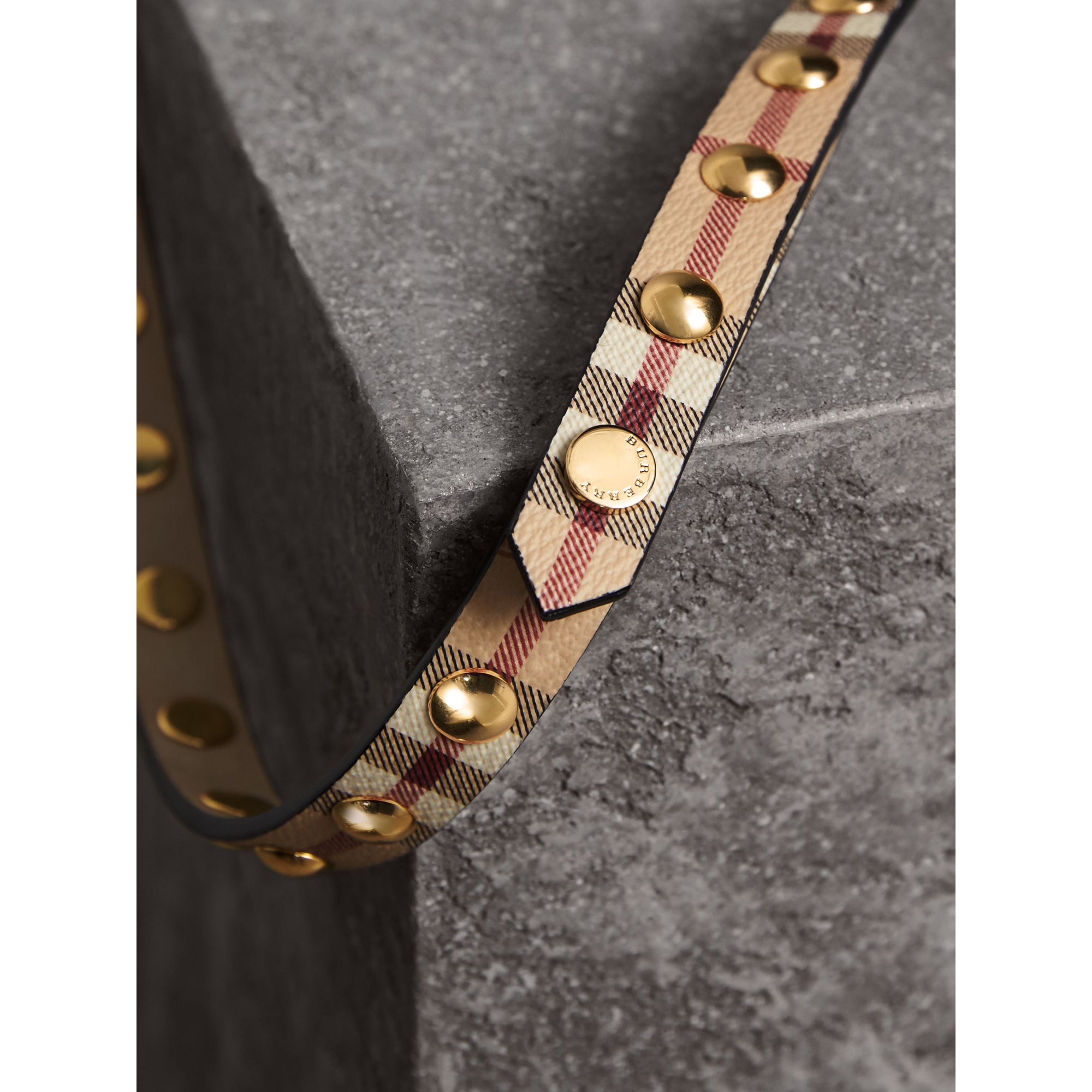Ceinture double tour cloutée en tissu Haymarket check - Haymarket