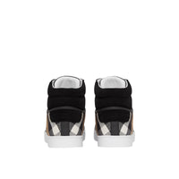 Sneakers montantes en cuir et tissu House Check - Black