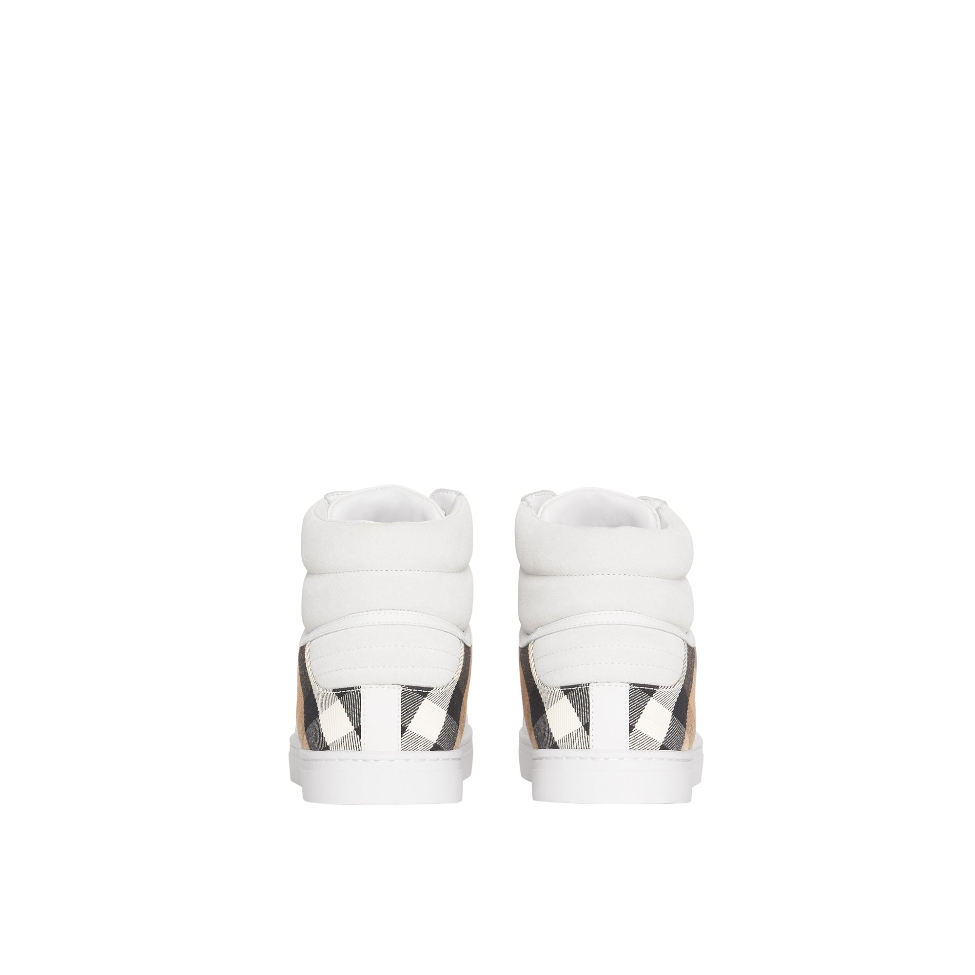 Sneakers montantes en cuir et tissu House Check - Optic White