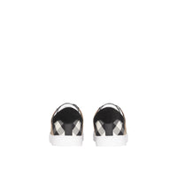 Sneakers en cuir et tissu à motif House check - Black