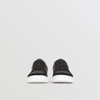 Sneakers en cuir et tissu à motif House check - Black