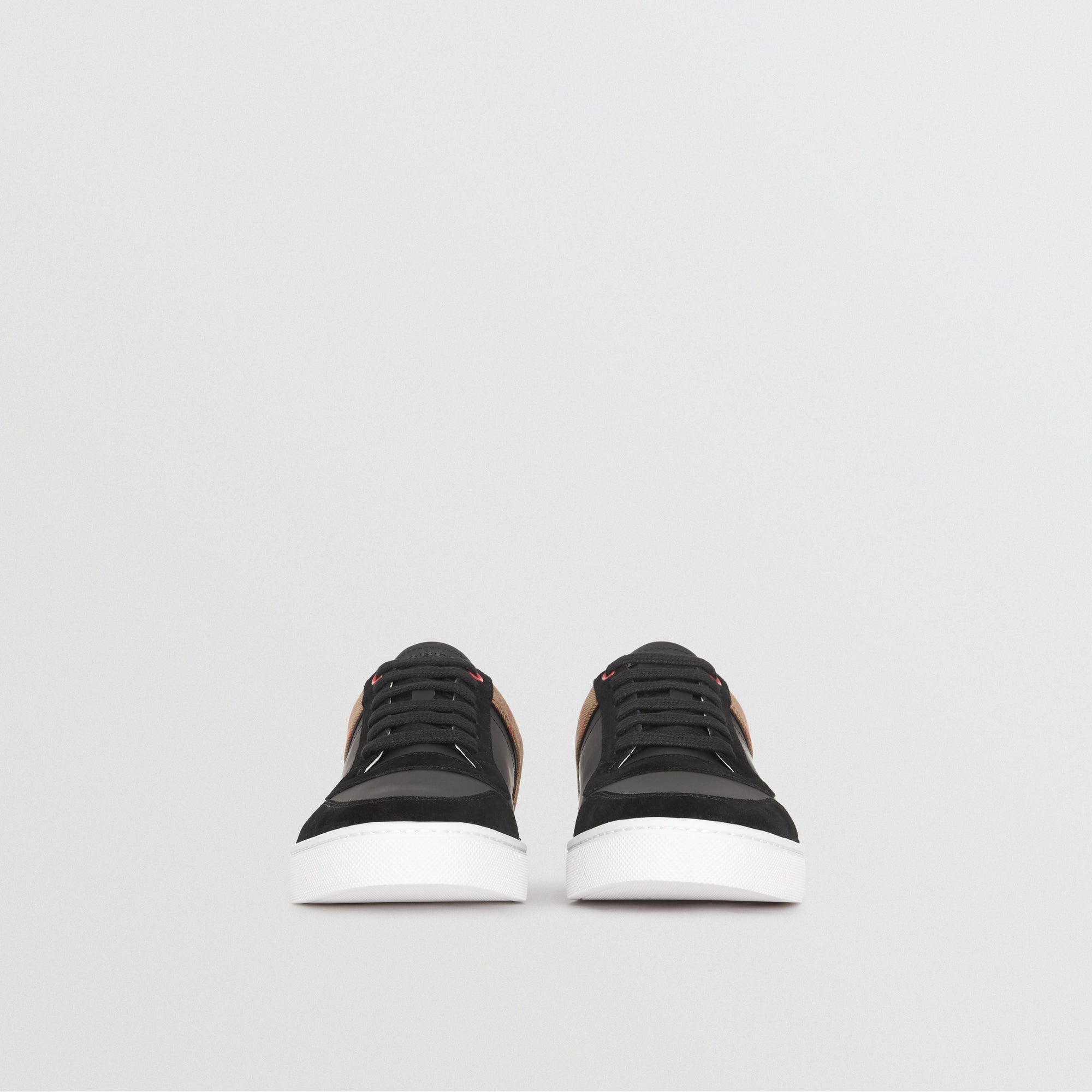 Sneakers en cuir et tissu à motif House check - Black