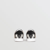 Sneakers en cuir et tissu à motif House check - Black